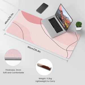 3mm dày 35.4x15.7inch lớn cảm thấy bàn Mat màu hồng cảm thấy máy tính để bàn <span class=keywords><strong>Pad</strong></span> Mat chuột <span class=keywords><strong>Pad</strong></span> với khâu cạnh - Product Image 2