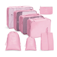 Ensemble de cubes de rangement de voyage légers et résistants à l'eau en polyester avec fermeture éclair, impression personnalisée et motif lettres
