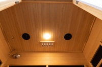 Sauna de infrarrojos lejanos para 3 personas, de madera de hemlock, espectro completo, para spa en casa, suministro de fábrica.