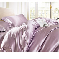 Ensemble de literie en soie 100% violette. Ensemble de draps en satin/soie luxueux 4 pièces, collection de literie, ensembles de housses de couette d'été
