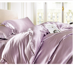 <strong>Purple</strong> 100% Silk <strong>Bedding</strong> <strong>Set</strong>.Luxury 4-Piece Satin/Sateen Silky Bed Sheet <strong>Set</strong> <strong>Bedding</strong> Collection,Summer Duvet Cover <strong>Sets</strong> - Product Image 1