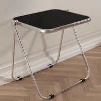 Nordique rustique acrylique clair en plastique Portable Table pliante meubles de salle à manger pour maison salle de bain entrée appartement fait en métal