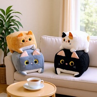 Boneka Hewan Lucu Desain Baru Grosir, Bantal & Guling Kucing Persegi Kawaii, Gantungan Kunci Boneka 10cm untuk Anak-Anak