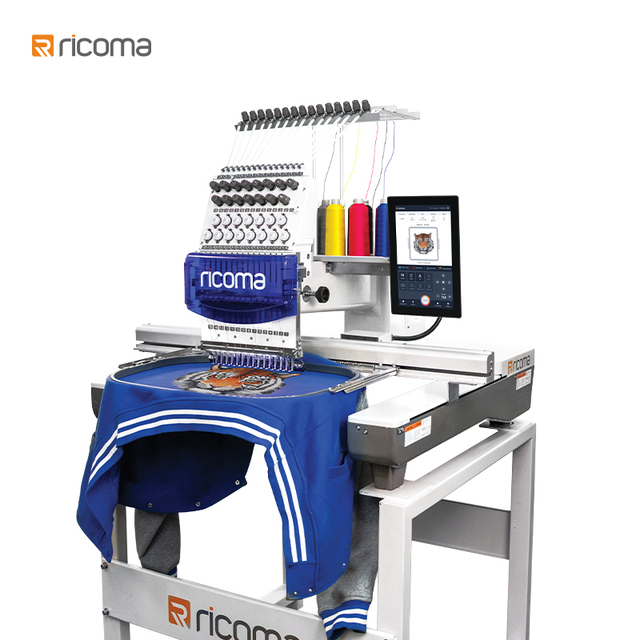 Ricoma 1 Head Machine Large Embroidery Area 12/15/20 Colors T-shirt Embroidery Machinery Easy to Use Equipment