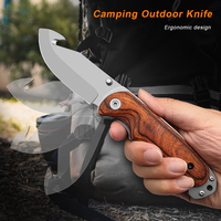 Couteau de camping portable le plus vendu, manche en bois, lame en acier inoxydable à pointe tombante, qualité industrielle, personnalisable OEM