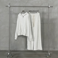 Pantalon de survêtement unisexe en molleton épais à bords bruts, coupe large, avec cordon élastique, style streetwear décontracté, vente en gros
