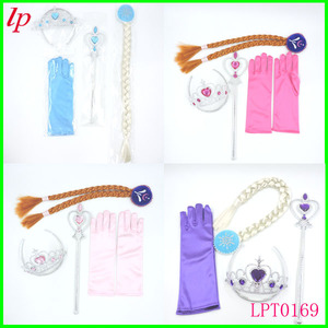 Frozen Elsa Princess Crown <b>Magic</b> Wand Wig Braid Gloves <b>Set</b> For Kids Costume LPT0169 - Product Image 1