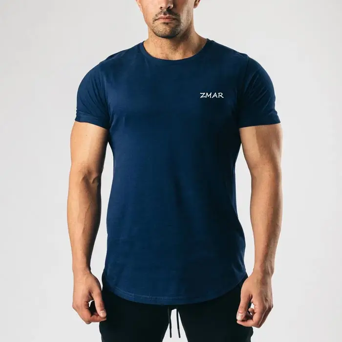 Оптовая продажа, Мужская футболка с логотипом на заказ, облегающие хлопковые тренировочные футболки с коротким рукавом