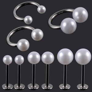 Bijoux de <span class=keywords><strong>piercing</strong></span> en acier inoxydable : Anneau de nez, Clous d'oreilles argentés, <span class=keywords><strong>Piercing</strong></span> labret, <span class=keywords><strong>Piercing</strong></span> <span class=keywords><strong>perle</strong></span> blanche, Petits clous d'oreilles à dos plat - Product Image 1