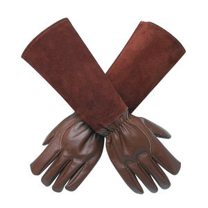 Gants de jardin en cuir de vache pour hommes et femmes, gantlet Rose à éciselure, Long, étanche - Product Image 2