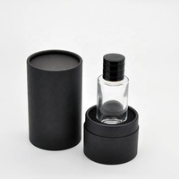 Flacon en verre transparent personnalisé OEM de haute qualité 30ml/50ml/100ml, avec pulvérisateur à pompe, pour soins capillaires, imprimé sérigraphié, dans un coffret cadeau cylindrique de luxe