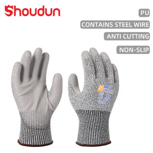5 أزواج من قفازات العمل المقاومة للقطع بالجملة، قفازات أمان مضادة للقطع للبناء، قفازات مطلية بالبولي يوريثين مضادة للانزلاق، قفازات حماية - Product Image 1