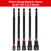Jeu de tournevis à écrou magnétique Embouts à douille à impact long phosphatant finition noire avec tube thermorétractable Performance à couple élevé