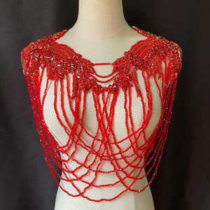 Applique de strass blanc avec glands, paire d'appliques de gland de perle, appliques d'épaule de cristal pour robe de soirée - Product Image 5