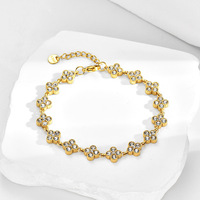 18 Bracelets Trèfle Français Européens et Américains, Bracelet Zirconium Diamanté Luxe Léger, Bijoux en Acier Inoxydable