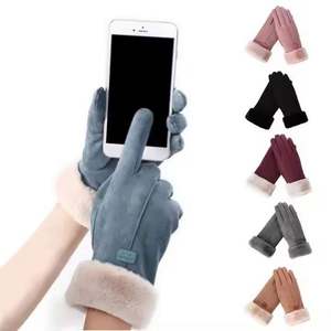 Gants chauds en daim I-0702, gants tactiles chauds en laine, gants en velours épais coupe-vent et en velours pour l'hiver - Product Image 1