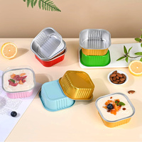 Barquette carrée jetable en aluminium de 100 ml, résistante au four, pour mini-gâteaux, idéale pour la pâtisserie maison, écologique et de qualité alimentaire
