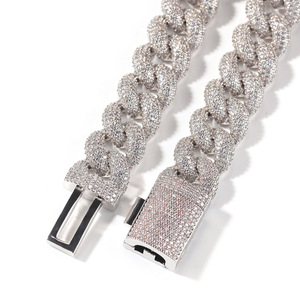 Model Stok Terbaru Rantai Cuban Link 14mm 3D Full Diamond untuk Pria, Kalung Miami Cuban Iced Out Bling - Product Image 6