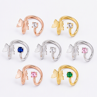 Cincin Kupu-kupu Terbuka yang Dapat Disesuaikan dengan Batu CZ, Perak Sterling 925 Berlapis Rhodium, QX Custom untuk Wanita, Perhiasan Berkualitas, Pabrik Grosir OEM ODM