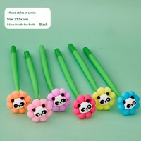 Stylo Gel à Motif Panda et Fleur, Design Attrayant, en Caoutchouc Souple, pour Étudiants, Papeterie d'Écriture, Non Effaçable, 0,5 mm