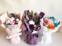 Liviflo Hari Valentine Hari Ibu Wisuda Buket Bunga Mawar Kering Awet Buatan Tangan Mewah Kotak Hadiah Transparan Tahan Lama