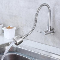 Robinet de lavabo moderne en acier inoxydable à montage sur pont, eau froide uniquement, avec fonction double, design extractible pour robinet de cuisine