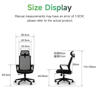 Chaise ergonomique avec support lombaire, appui-tête réglable 2D, dossier en maille respirante, dossier renforcé en fibre de verre PP, accoudoirs fixes