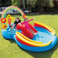 INTEX 57453 PVC Aufblasbare Acht-förmige Regenbogen-Rutsche mit Wassersprühfunktion für Kinderpools, Umweltfreundlich für den Sommergebrauch
