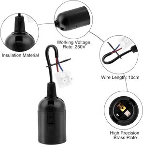 Enchufe <span class=keywords><strong>de</strong></span> <span class=keywords><strong>techo</strong></span> con tornillo E27 con cable, portalámparas blanco y negro, moderno para iluminación del hogar, compatible con bombillas Edison E27 Base. - Product Image 2