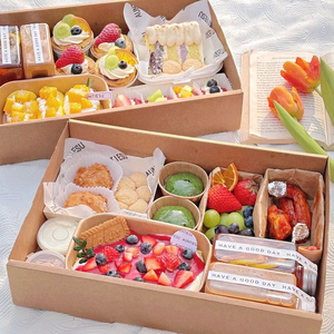 Bán buôn giấy bìa lật hộp bên sô cô la yêu thích lấy đi dã ngoại hộp Platter Brunch chăn thả bao bì thực phẩm hộp - Product Image 1