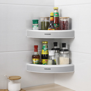 Étagère de rangement pour salle de bain Mengni, 2 niveaux, murale, sans perçage, étagère triangulaire pour douche, toilettes, produits de soins personnels - Product Image 3