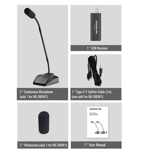 Microfono da tavolo per conferenze Takstar MS-580W 30M UHF wireless USB a condensatore con collo d'oca e vivavoce - Product Image 5