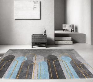 Tapis de sol géométrique moderne style nordique, grand accessoire doux pour salle d'étude, salon, chambre à coucher, couverture de chevet - Product Image 4