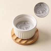 Pot de nettoyage pour pinceaux à ongles en céramique avec brosse à poils durs haute densité intégrée