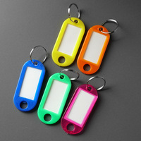 10 couleurs de porte-clés en plastique avec couvercle transparent et anneau fendu, étiquettes d'identification vierges, en vrac, pour bagages, clés, bureau, hôtel, animaux de compagnie