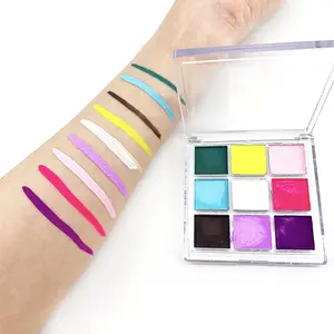 Water Activated Eyeliner 2022 Water Activated Aqua Liner Cosmetic Makeup Eyeliner Palette 9 Uv Neon Color Face Body Paint Palette Glow In The Dark