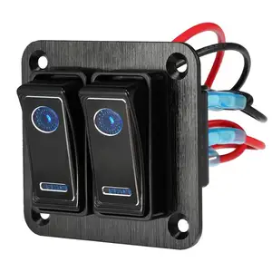 12 Volts Alumínio Lâmpada Azul Painel Custom Rocker Toggle Switch Barco 2 Way Marin Rocker Switch Penal DC