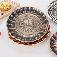 Home Tisch Bronze Farbe dekorative Schüssel Essen Trocken frucht Serviert ablett Edelstahl Runde Obst Dessert teller