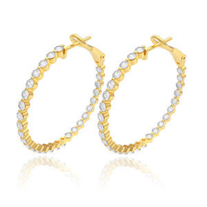 14K Gold Plated Lab Grown Diamond Earrings VVS-VS Quality 2.30ct Brilliant Cut Prong Setting Luxury Fashion Unisex Anniversary - Product Image 1