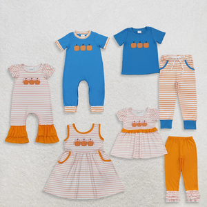 Vêtements brodés en forme de citrouille pour bébés filles, ensembles de vêtements pour Thanksgiving - Product Image 2
