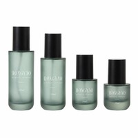 Ensemble d'emballages cosmétiques de luxe en verre vert pour crème visage et soins de la peau - Flacons pompe et pots à bouchon à vis, logo personnalisé, marque Hongyao