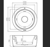 Baignoire à remous en acrylique avec massage à remous 3,5 HP, 18 buses lumineuses, éclairage LED double anneau et connectivité Bluetooth