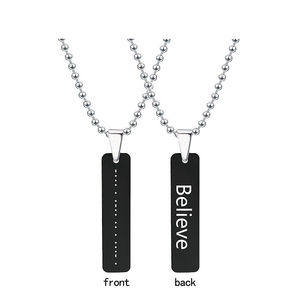 Collana con Codice Morse in Acciaio Inox Placcato Oro 18K, Regalo per Migliori Amici con Incisione 'Love Luck Fearless <span class=keywords><strong>Never</strong></span> <span class=keywords><strong>Give</strong></span> <span class=keywords><strong>Up</strong></span> Blessed' 2022 - Product Image 2