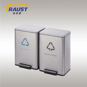Traust <span class=keywords><strong>60L</strong></span> double <span class=keywords><strong>2</strong></span> <span class=keywords><strong>compartiments</strong></span> intérieur pédale <span class=keywords><strong>poubelle</strong></span> en acier inoxydable SUS <span class=keywords><strong>poubelle</strong></span> litière <span class=keywords><strong>poubelle</strong></span> <span class=keywords><strong>poubelle</strong></span> <span class=keywords><strong>poubelle</strong></span> conteneur - Product Image 2