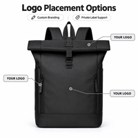 Sac à dos pour ordinateur portable à fermeture enroulable 16 pouces, grande capacité, sac de voyage avec sangle pour trolley, sac à dos de travail pour homme et femme