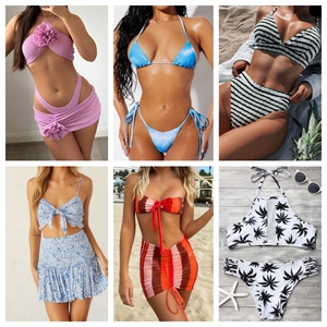 <span class=keywords><strong>Bikini</strong></span> Sexy para Mujer, Conjunto Mixto, Traje de Baño de Verano, Color Personalizado, Diseño Moderno, Venta al Por Mayor, Envío Aleatorio - Product Image 6