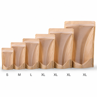 Fabrieksgemaakte op maat gemaakte logo hoogwaardige kraft papieren stand-up pouch met transparant venster en ritssluiting, milieuvriendelijk, groothandel, bestseller