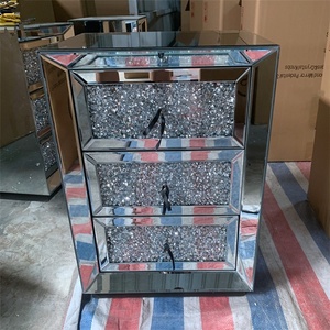 Wholesale New Modern Simple <strong>Silver</strong> <strong>Bedside</strong> Cabinet Bedroom Furniture Mirror Side <strong>Table</strong> with Drawer High Quality Cupboard - Product Image 6