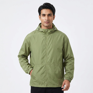 Custom Logo <b>Long</b> Sleeve Casual Zip up Polyester Vintage Hooded <b>Jackets</b> Sports Outdoors Windbreaker for <b>Men</b> - Product Image 1
