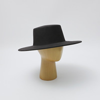 Chapeau en feutre style français, calotte plate, large bord, minimaliste, élégant, rétro, unisexe, automne-hiver, chapeau formel